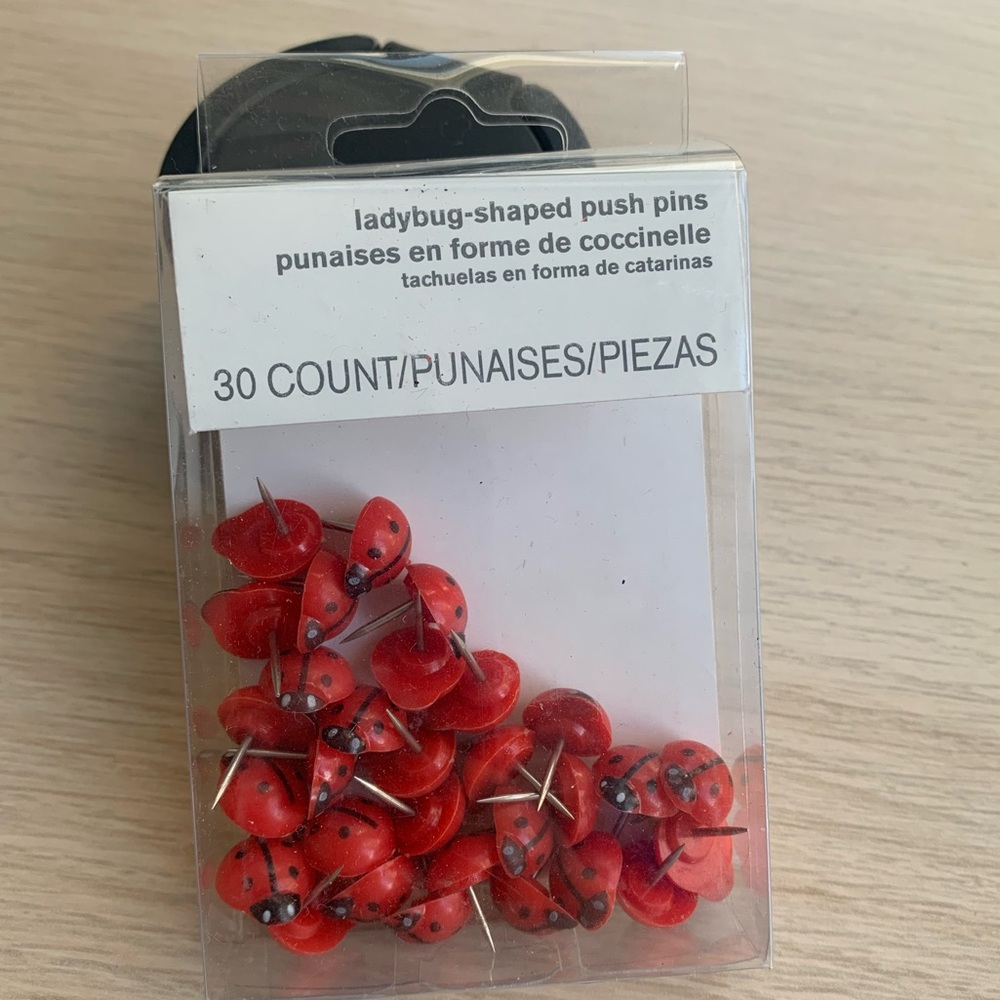 Red Ladybug Push Pin Tacks